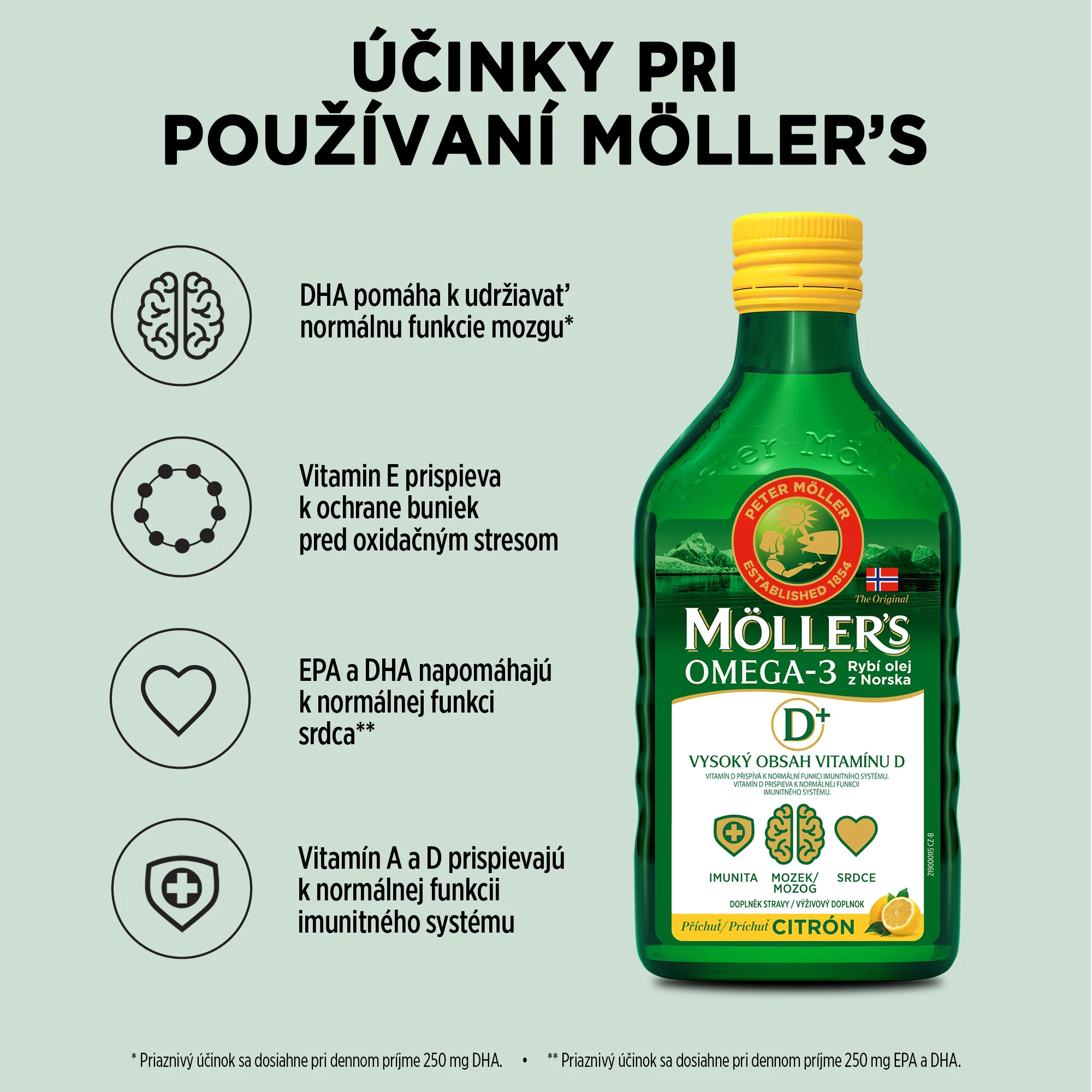 CLO_D+_250ml_benefits_SK5 Siln&aacute; imunita, pevn&eacute; kosti a lep&scaron;ia pam&auml;ť