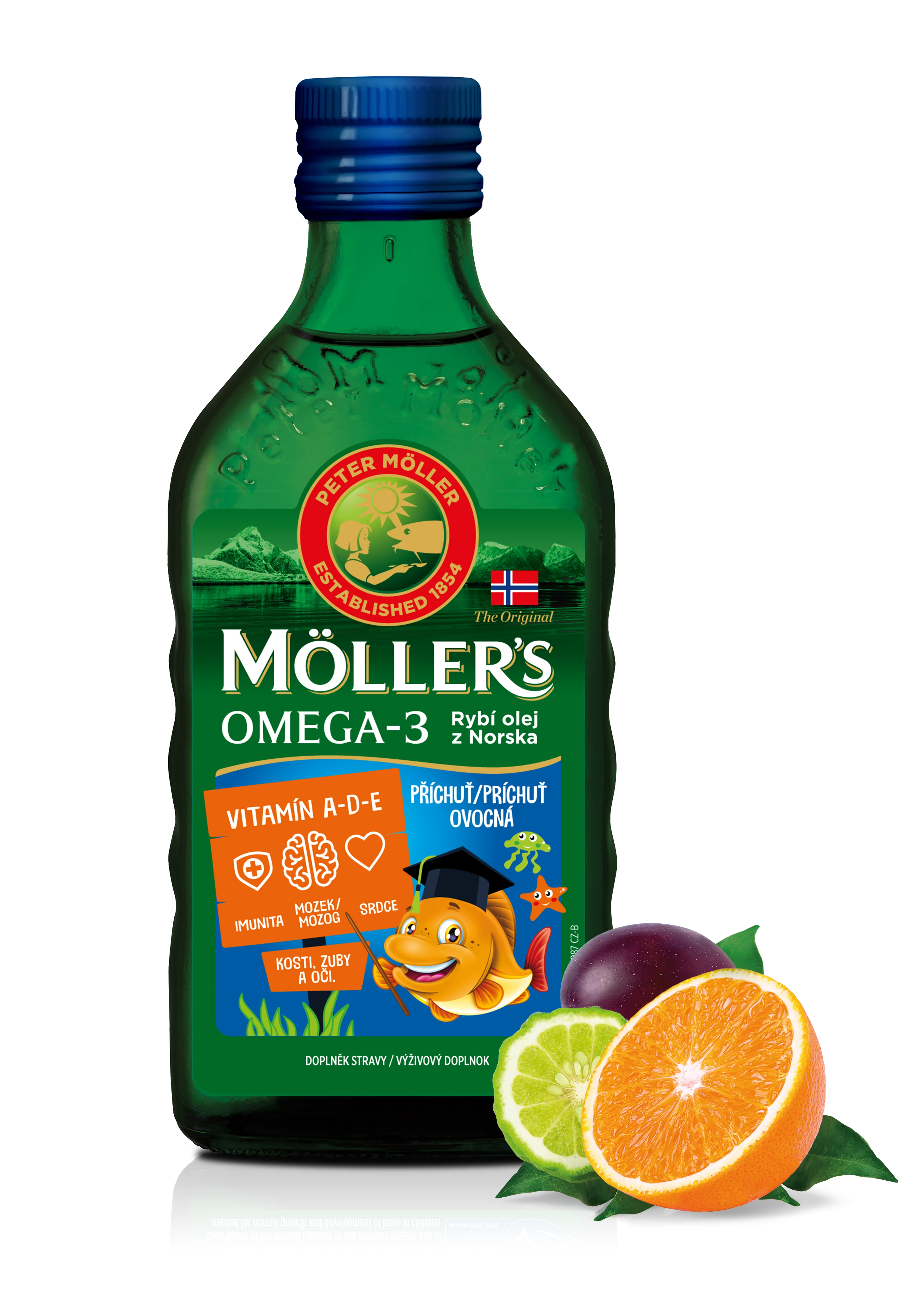 Mollers_Packshot_CLO_TF_front_fruit_CZ Siln&aacute; imunita, zdrav&eacute; srdce a lep&scaron;ia pam&auml;ť
