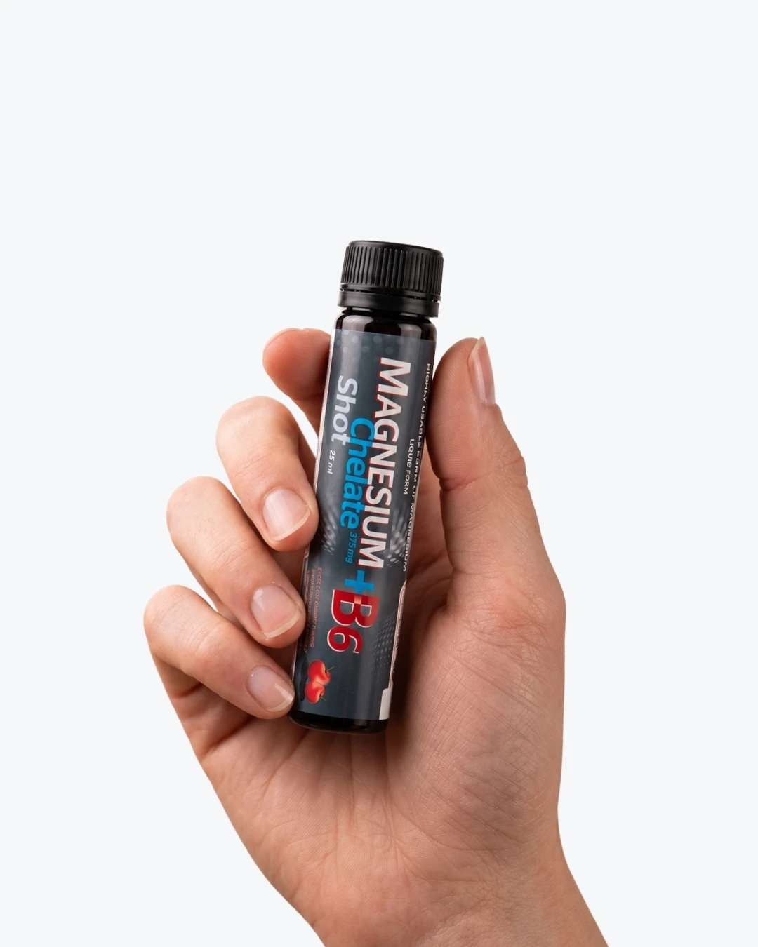 magnesium_visen_ruka Magnesium chelate 375 mg + B6 10x25ml pr&iacute;chuť vi&scaron;ňa